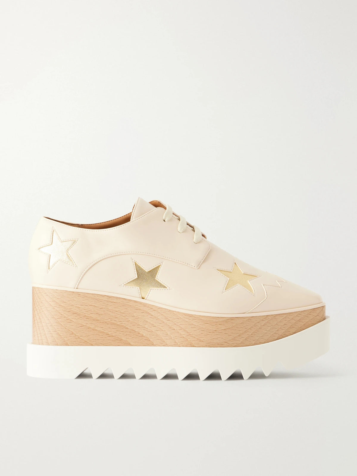 Stella McCartney Elyse Wood-trimmed Vegetarian Material Platform Brogues