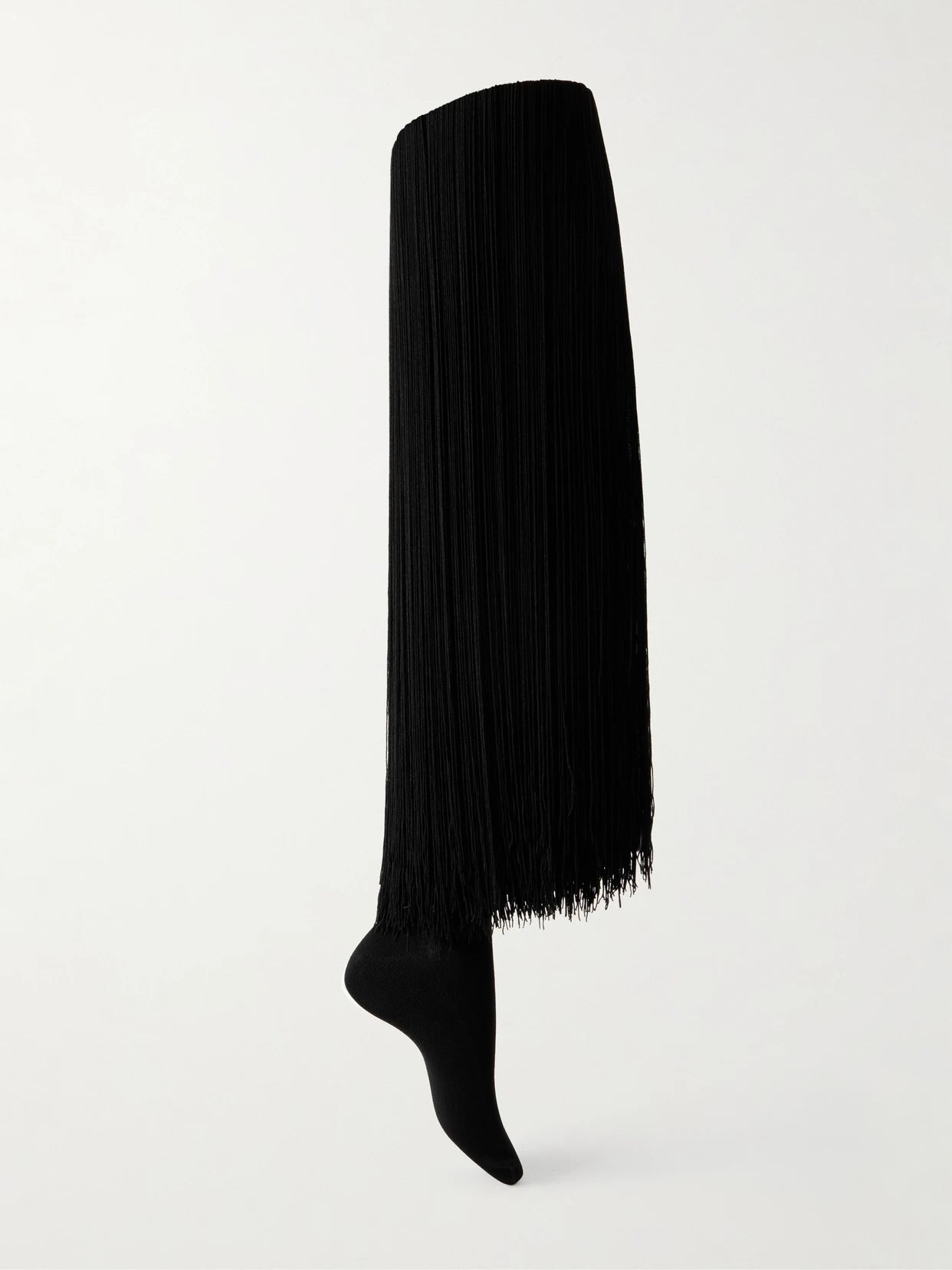 Image of Lingerie. Product name - Fringed Knit High Socks in Black colour by brand - Alaïa