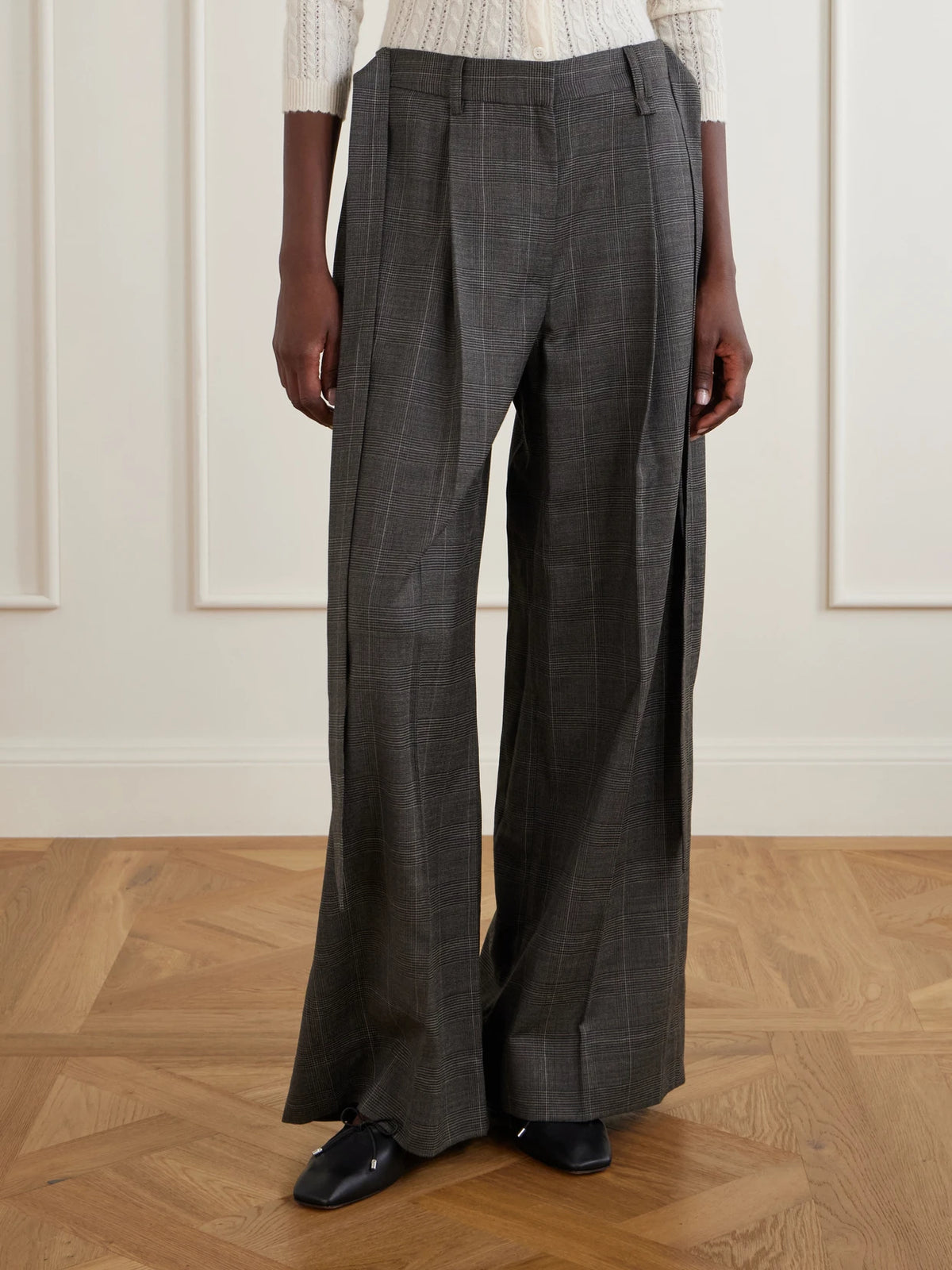 Simone Rocha Checked Wool-blend Wide-leg Pants