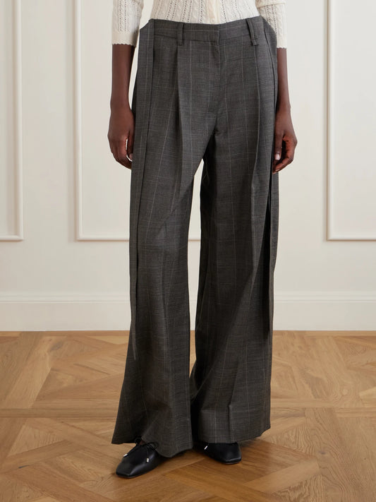 Simone Rocha Checked Wool-blend Wide-leg Pants
