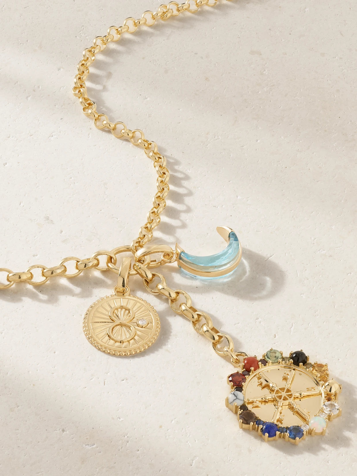 Aether 18-karat Gold And Enamel Multi-stone Necklace