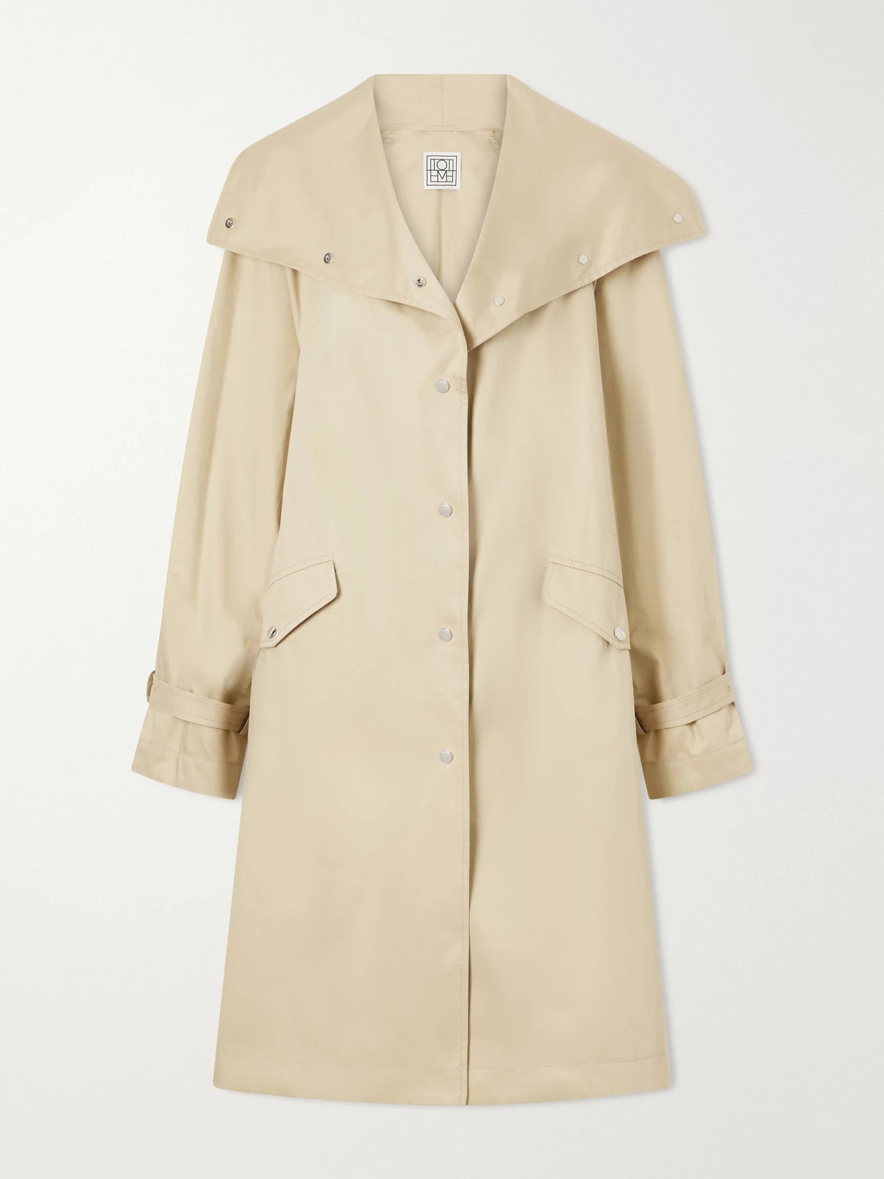 Image of Coats & Jackets. Product name - Oversized Cotton Trench Coat in Beige colour by brand - TOTEME