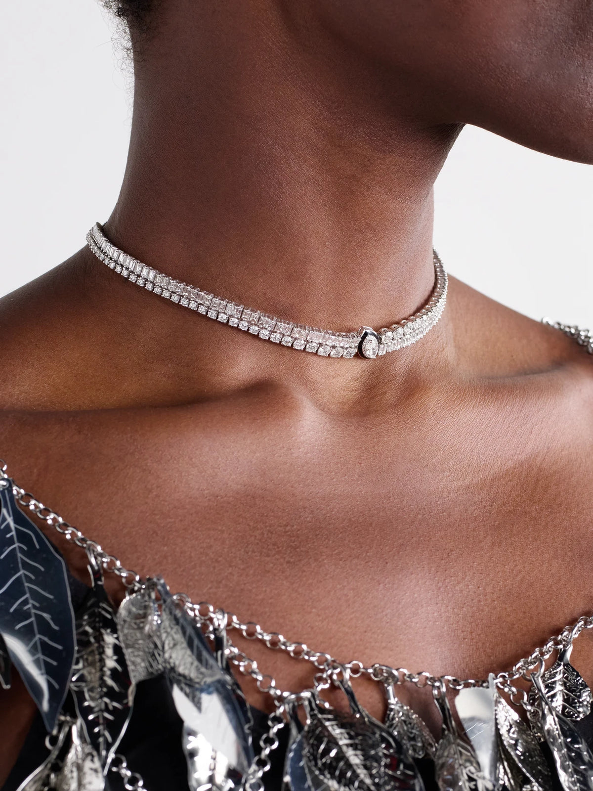 Image of Necklaces. Product name - 18-karat White Gold, Diamond And Enamel Necklace in Silver colour by brand - Kamyen