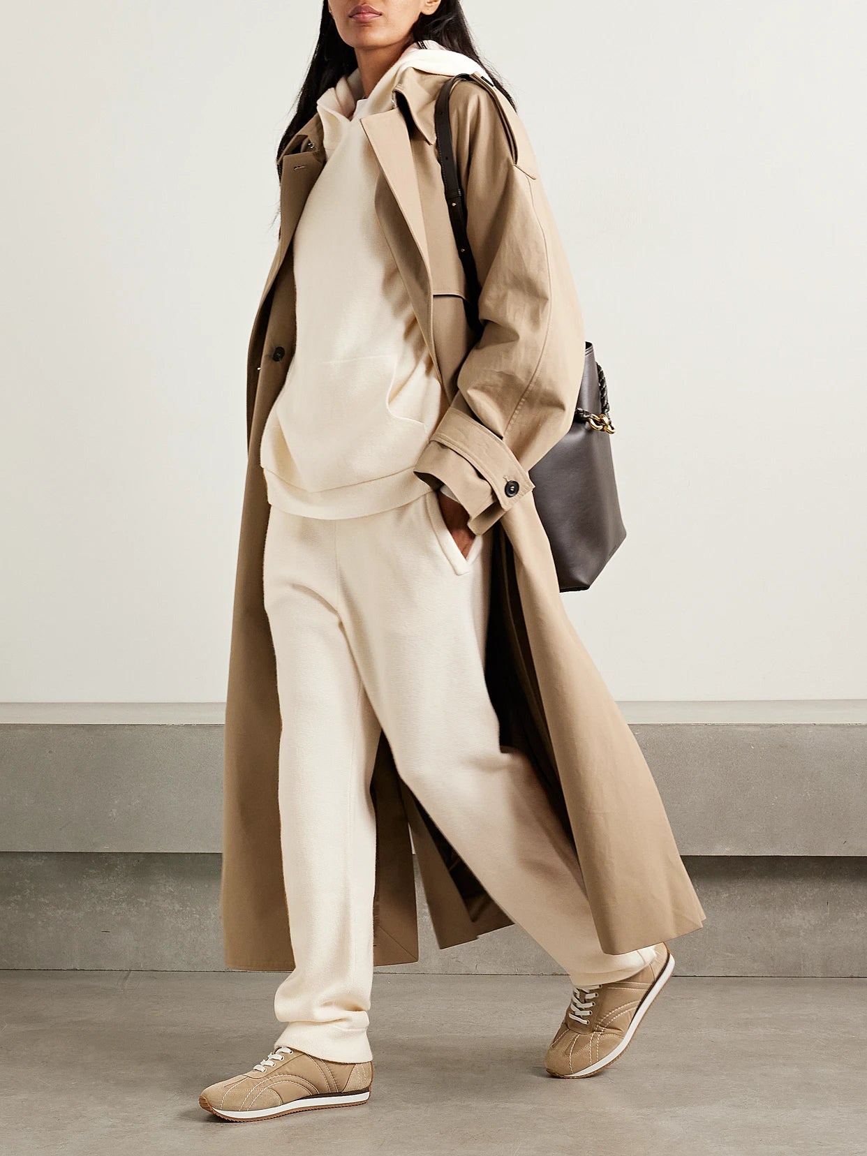 Image of Sleepwear & Loungewear. Product name - Cashmere Track Pants in Ivory colour by brand - God's True Cashmere