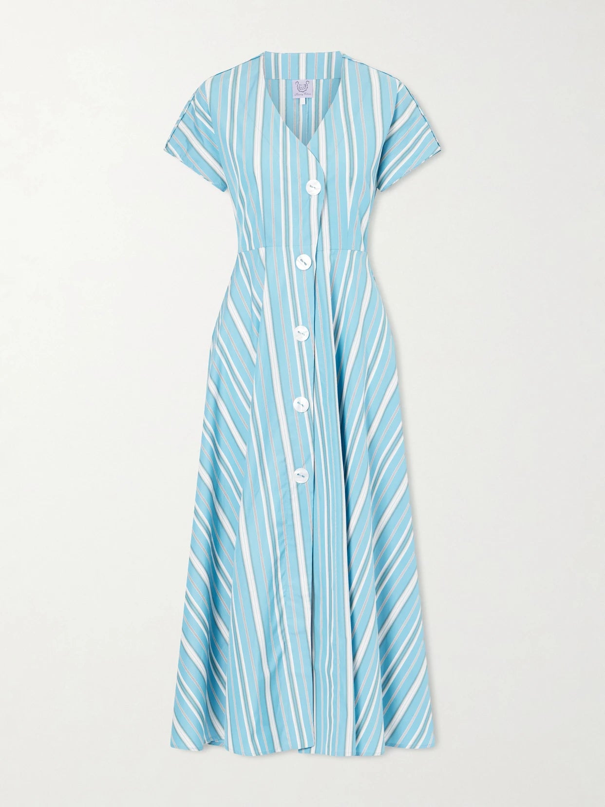 Cassandra Striped Cotton-poplin Midi Dress