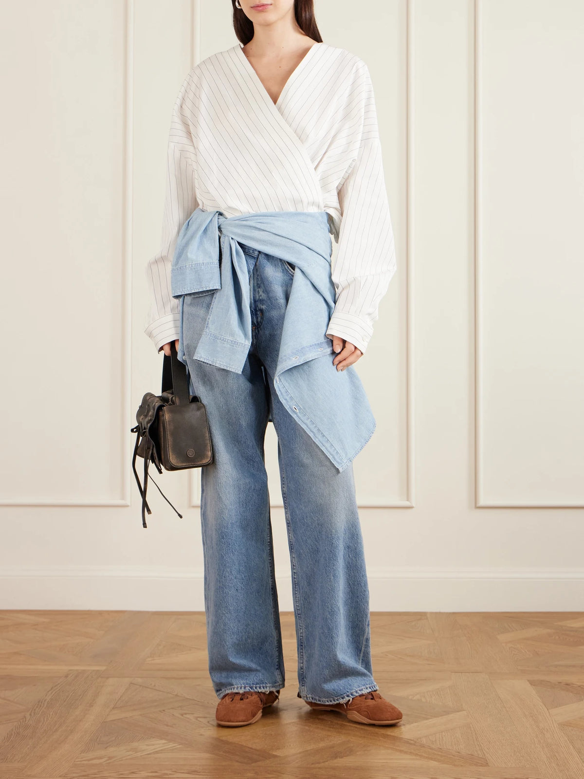 Image of Sneakers. Product name - Bilaria Pigalle Leather-trimmed Suede Sneakers in Brown colour by brand - Acne Studios