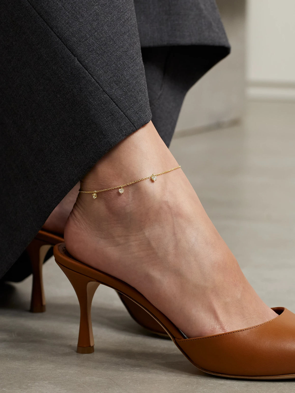 Image of Anklets. Product name - 18-karat Gold Diamond Anklet in Multi colour by brand - Anita Ko