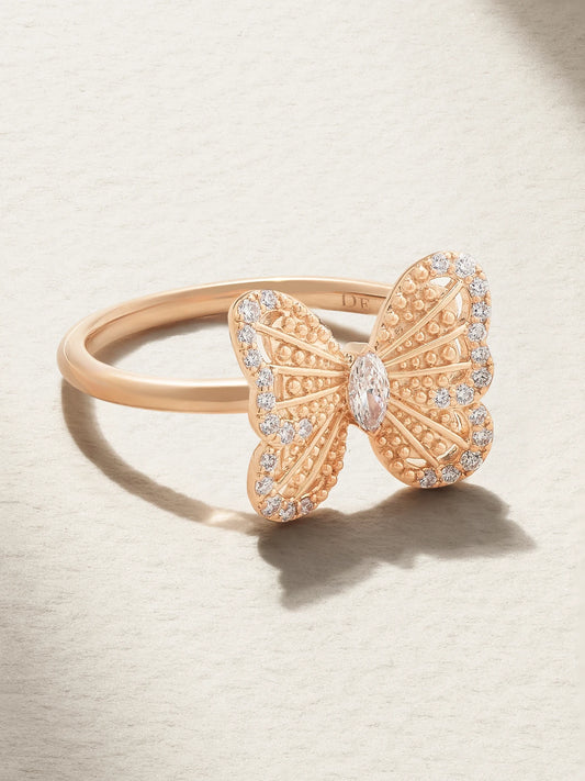 Portraits Of Nature Butterfly 18-karat Rose Gold Diamond Ring