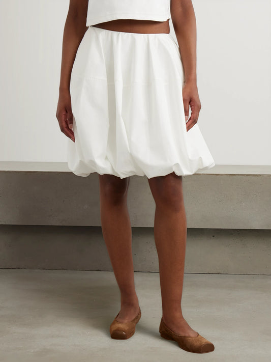 Gathered Cotton-poplin Mini Skirt