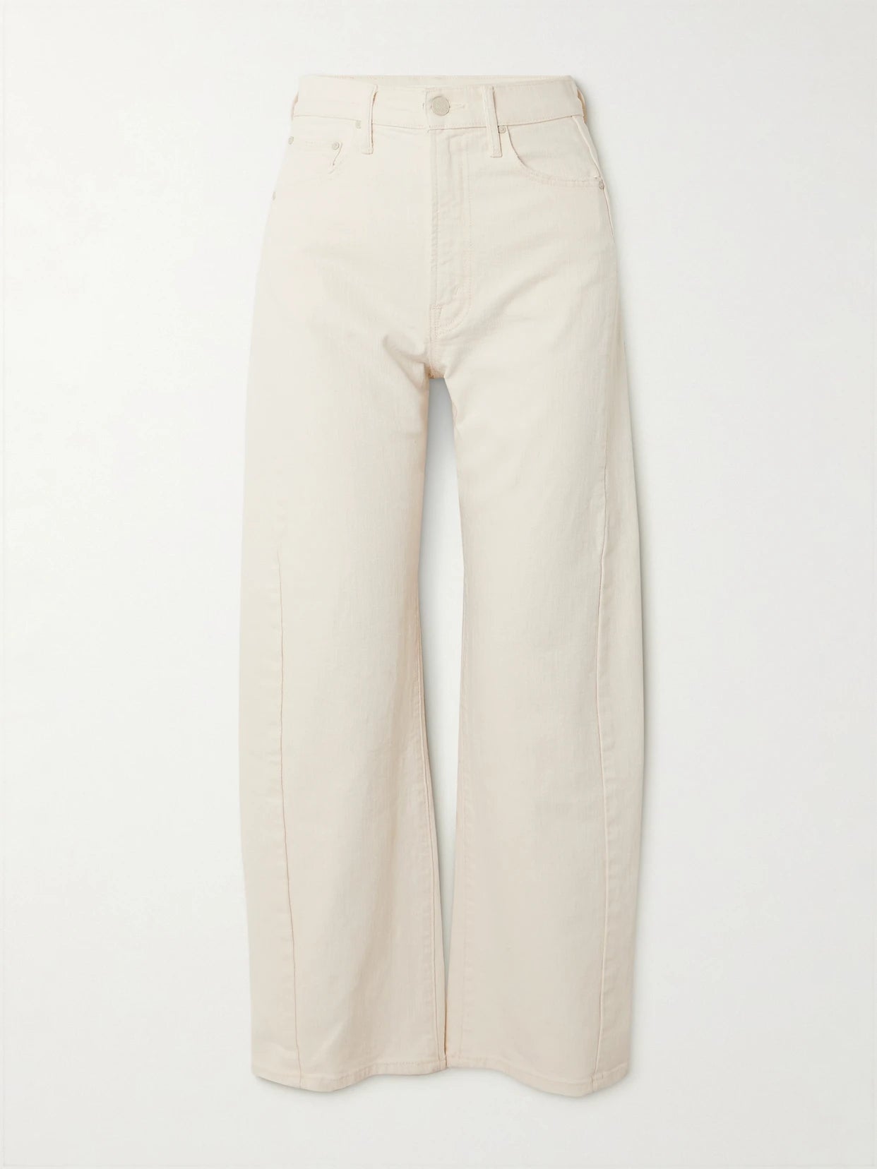 Image of Jeans. Product name - + Net Sustain The Half Pipe Ankle High-rise Tapered Jeans in Cream colour by brand - Mother