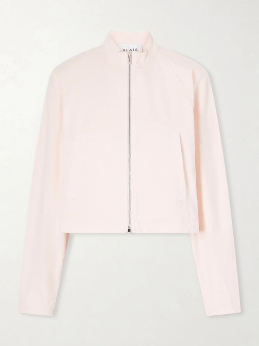 Image of Coats & Jackets. Product name - Cotton Denim Jacket in Pastel pink colour by brand - Alaïa
