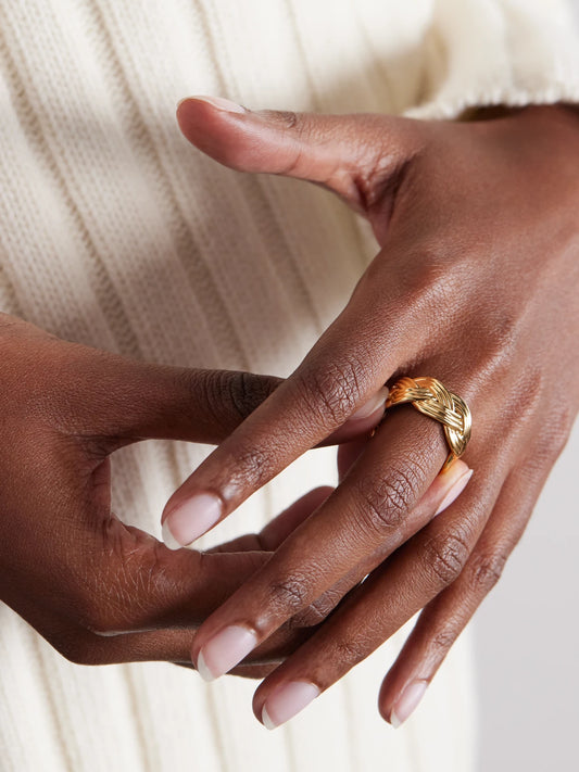 Image of Rings. Product name - Braided 18-karat Gold Ring in Multi colour by brand - OLE LYNGGAARD COPENHAGEN