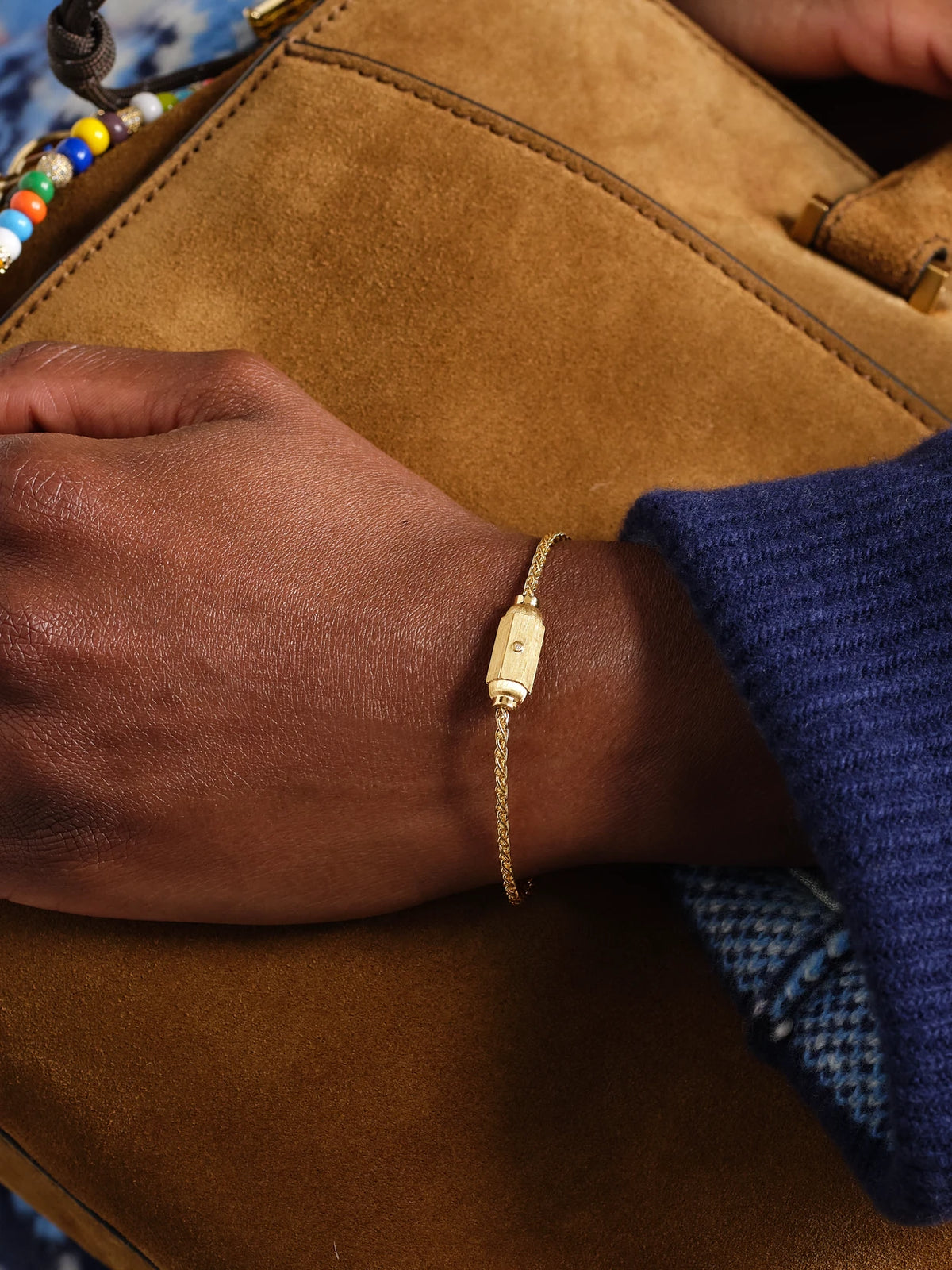 Image of Bracelets. Product name - Micro Coco 18-karat Gold Diamond Bracelet in Multi colour by brand - Marie Lichtenberg