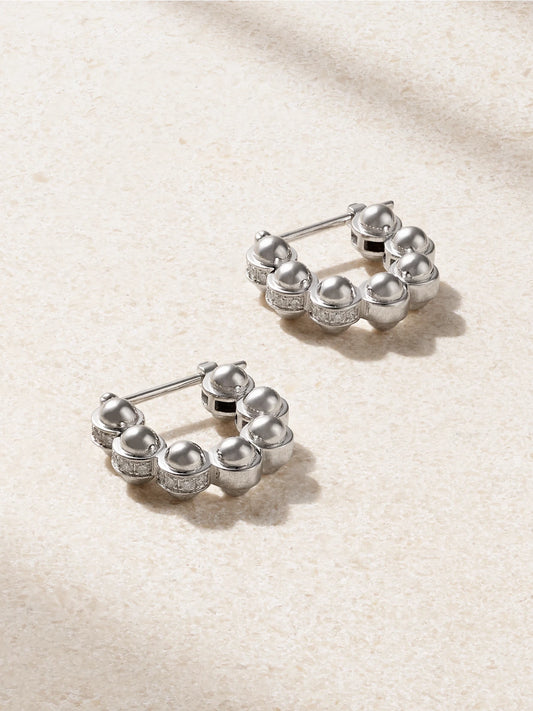 The Atom 18-karat White Gold Diamond Hoop Earrings