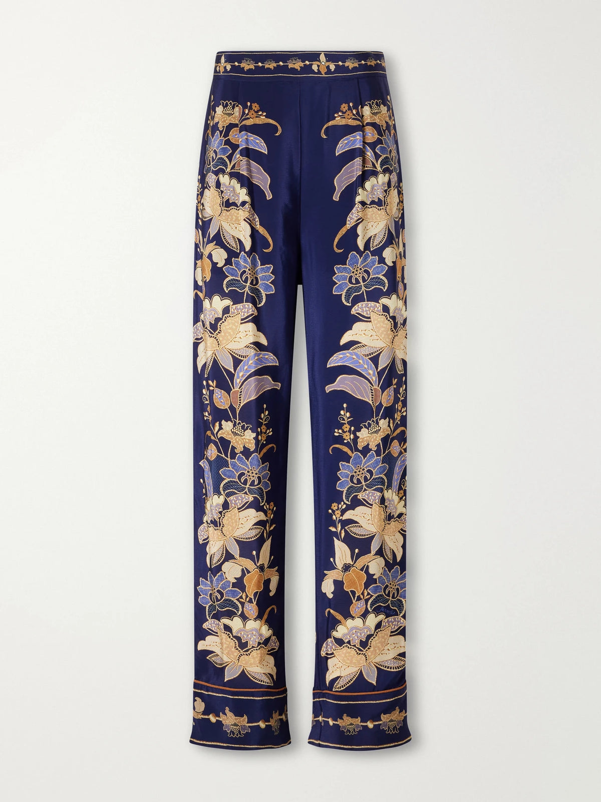 Farm Rio Lara Floral-print Crepe De Chine Wide-leg Pants