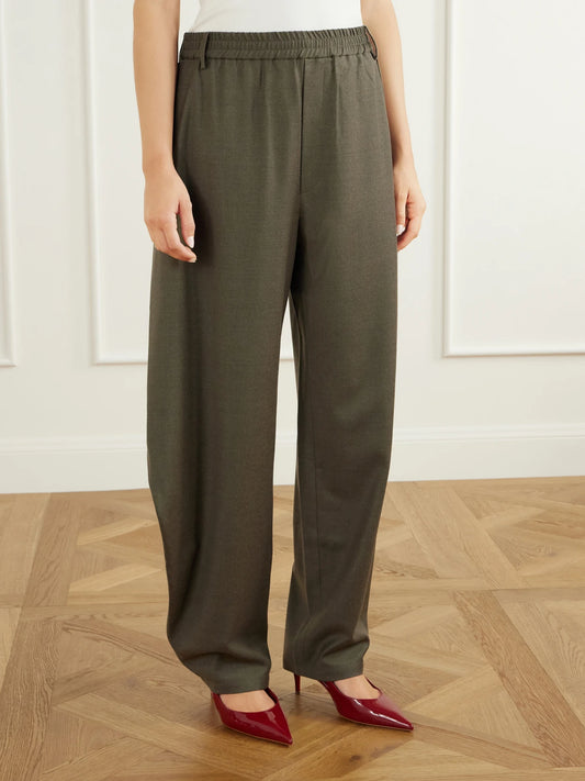 Tibi Wool-blend Flannel Barrel-leg Pants