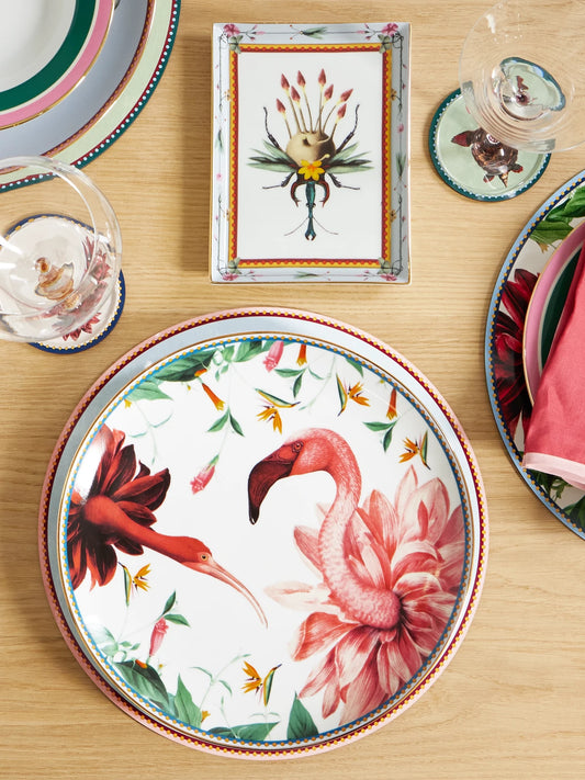Image of Tableware. Product name - + Beto Val Gold-plated Painted Porcelain Plate in Multi colour by brand - La DoubleJ