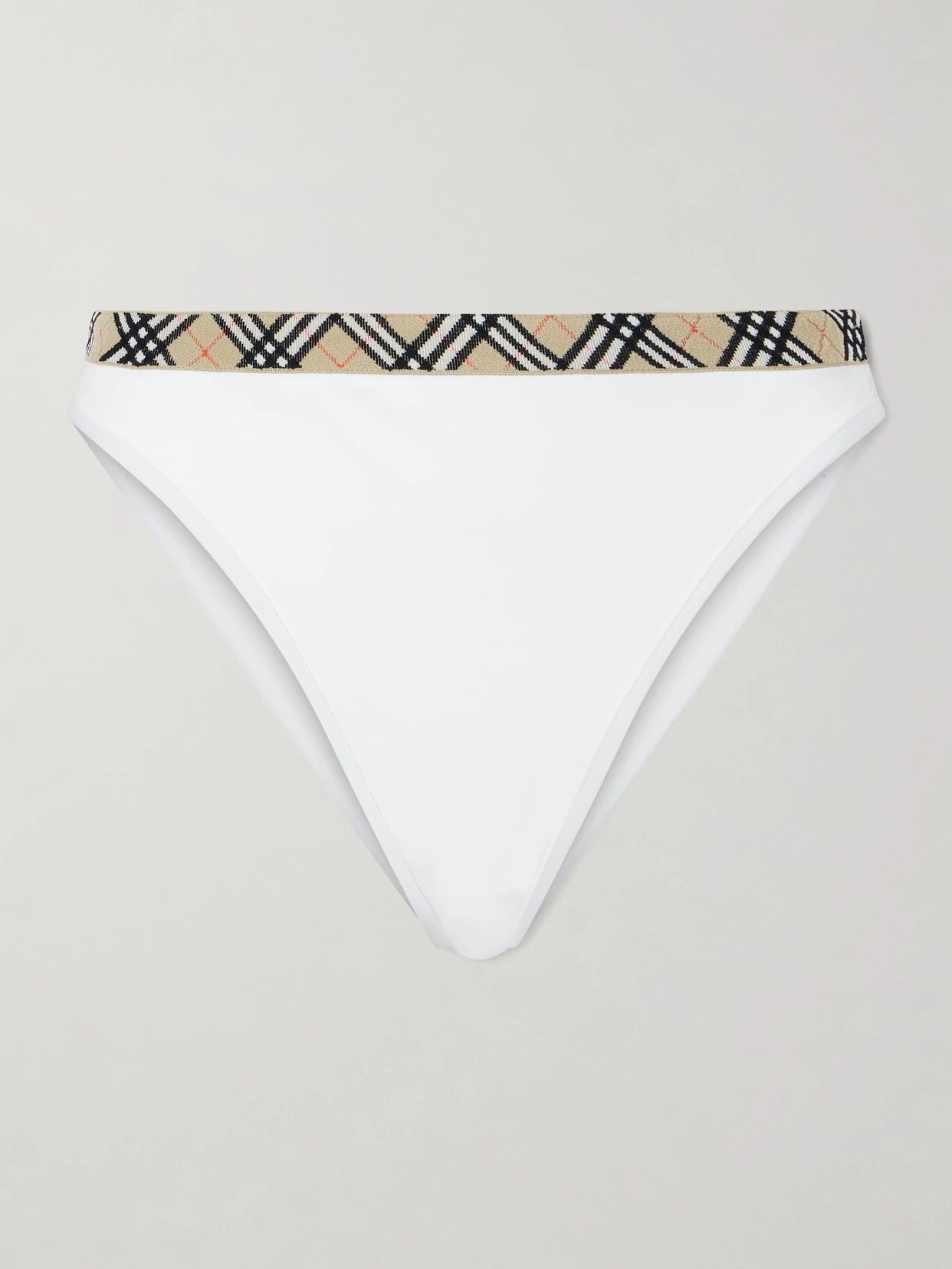 Image of Swimwear. Product name - Samphire Checked Bikini Bottom in White colour by brand - Burberry