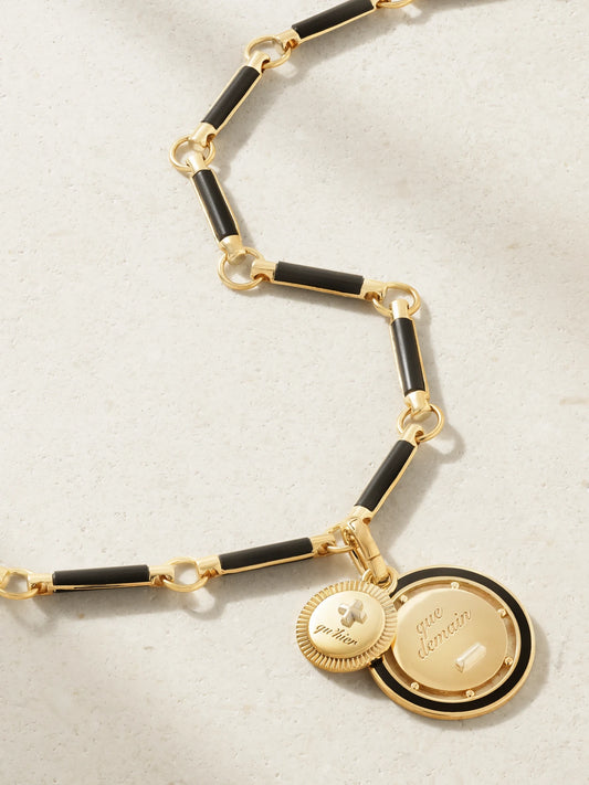 Ever Growing Vivacity 18-karat Gold Onyx Necklace