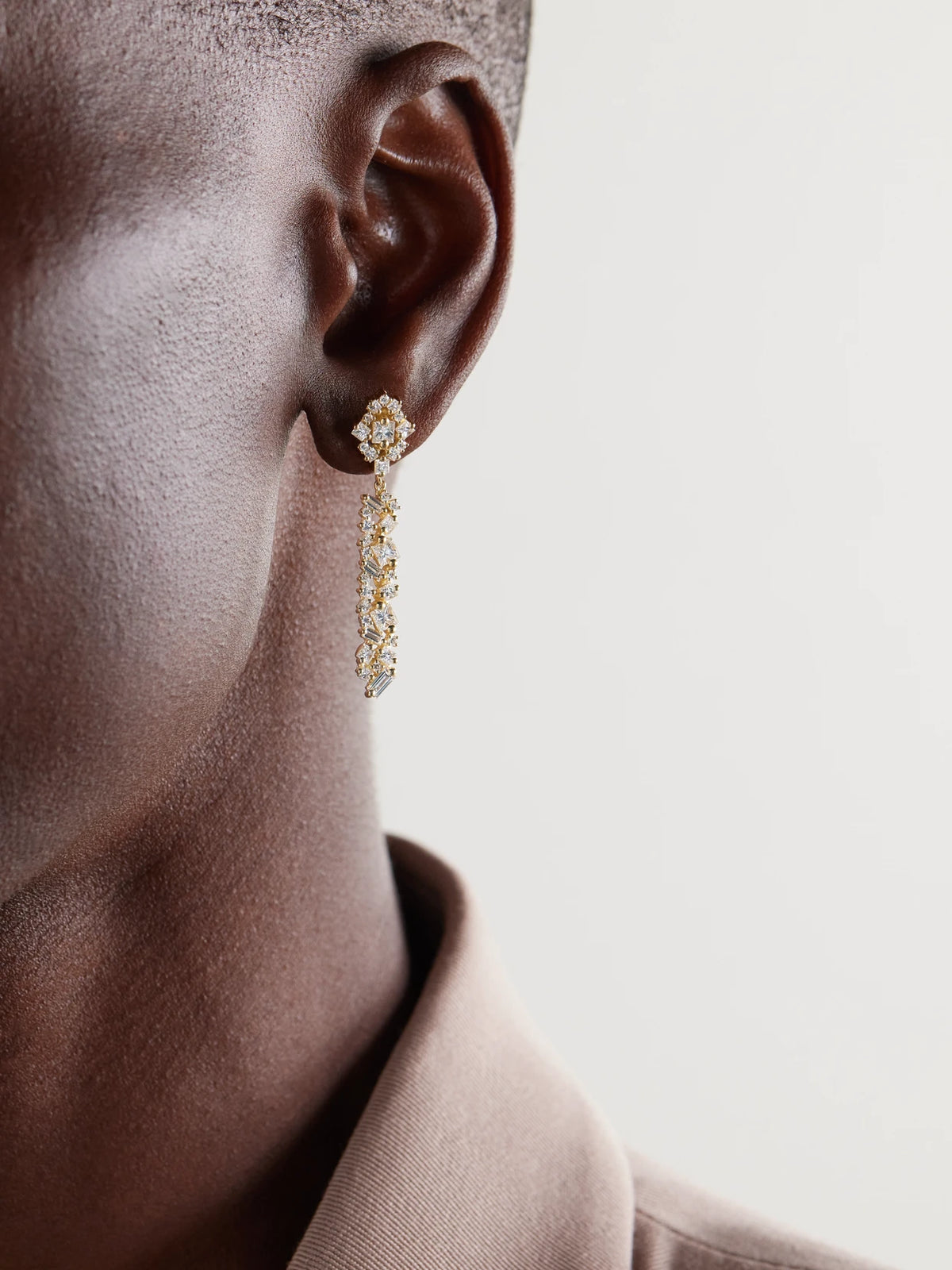 Image of Earrings. Product name - La Fantasie 18-karat Gold Diamond Earrings in Multi colour by brand - Suzanne Kalan