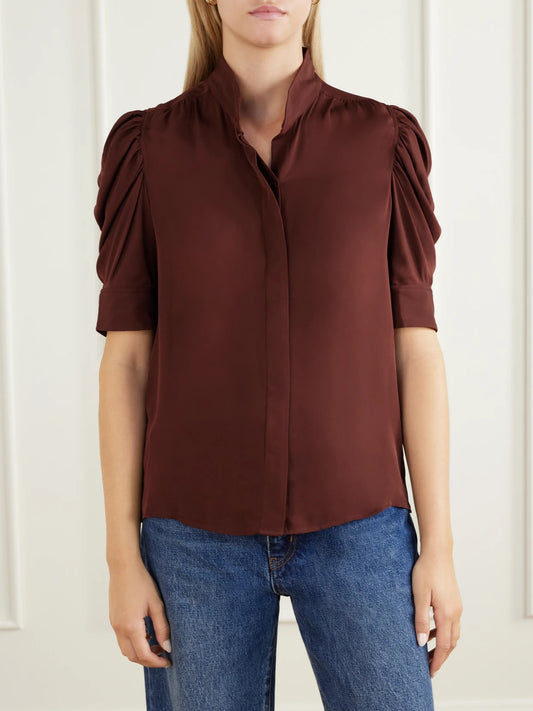 FRAME The Gillian Gathered Silk Blouse