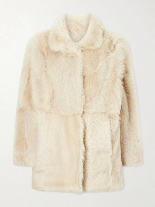 Image of Coats & Jackets. Product name - Donna Reversible Shearling Coat in Beige colour by brand - KALLMEYER