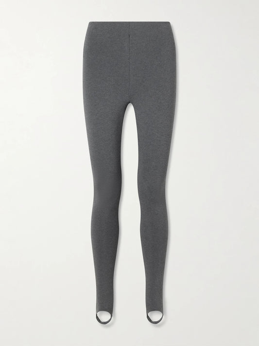 Image of a model wearing Pants. Product name - Soreena Elasticated Jersey Leggings in Gray colour by brand - TOVE