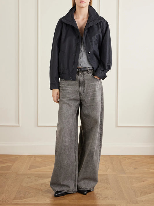 Image of Coats & Jackets. Product name - Klaire Cotton-blend Shell Jacket in Black colour by brand - Nili Lotan