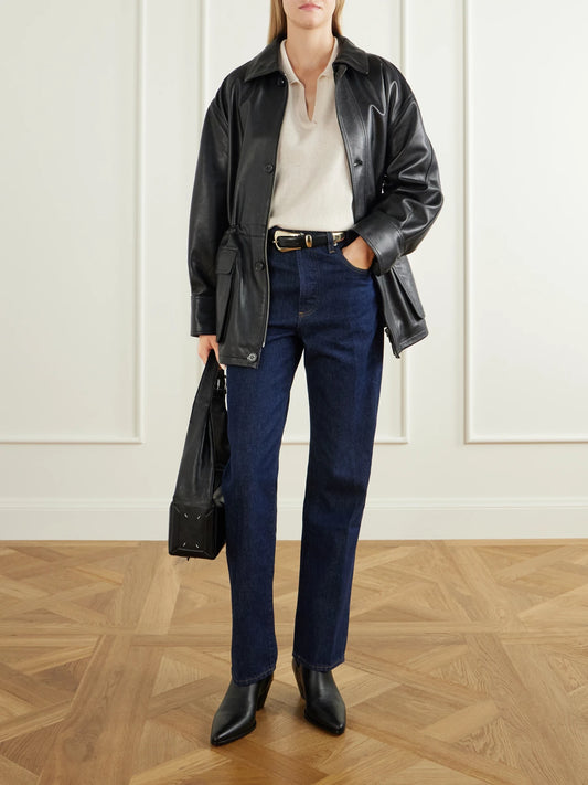 Image of Jeans. Product name - 90's French High-waist Straight-leg Jeans in Dark denim, Black colour by brand - Citizens of Humanity