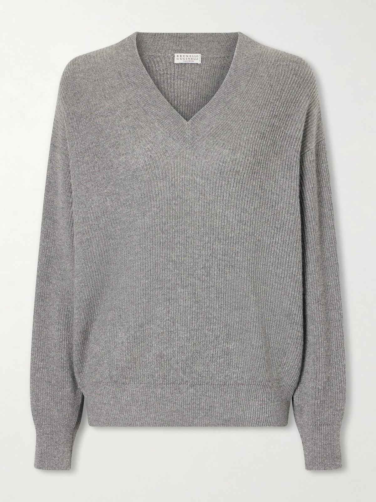 Brunello Cucinelli Ribbed-knit Metallic Cashmere-blend Sweater