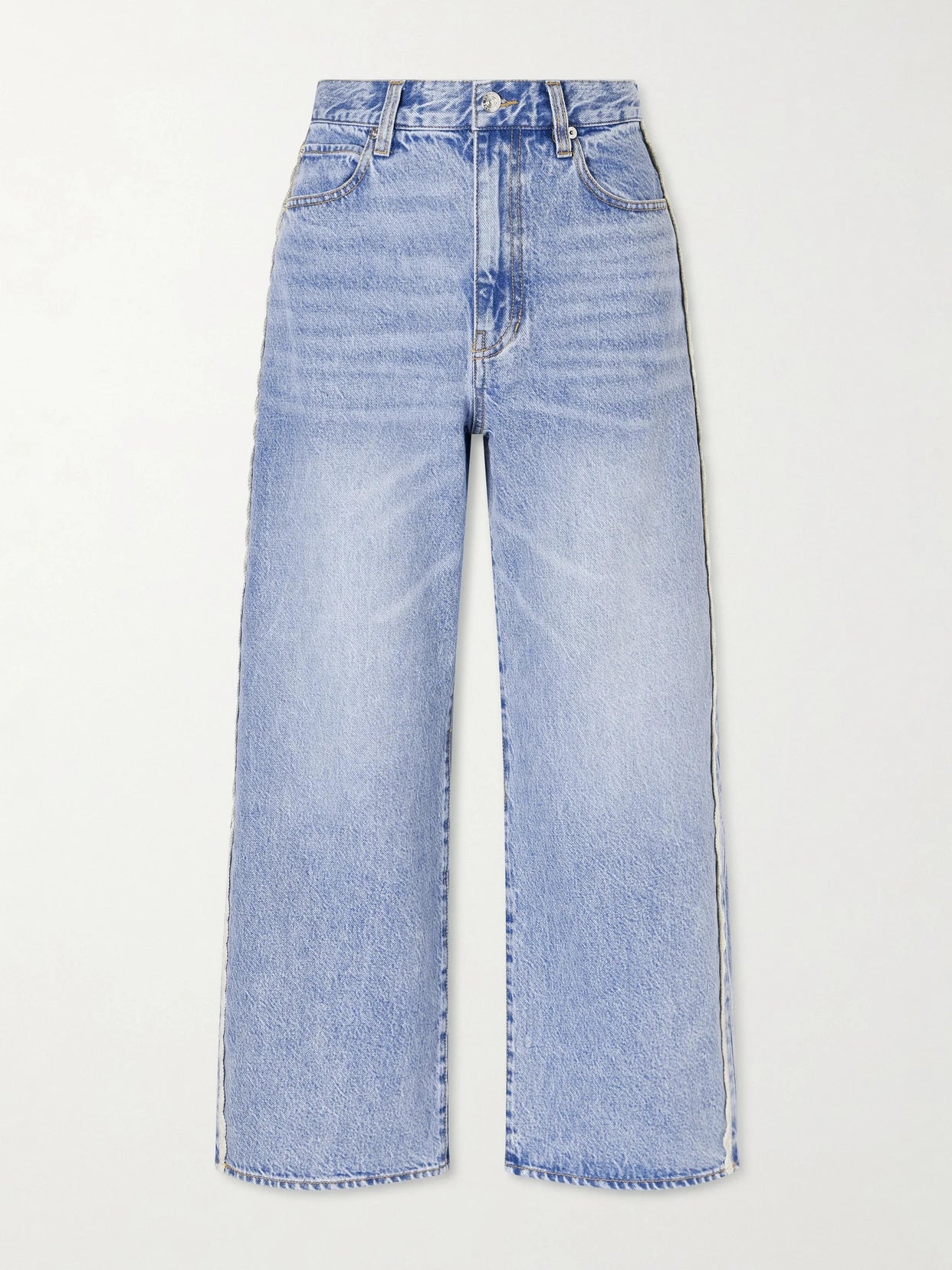 Crochet Bow Crop High-rise Wide-leg Jeans