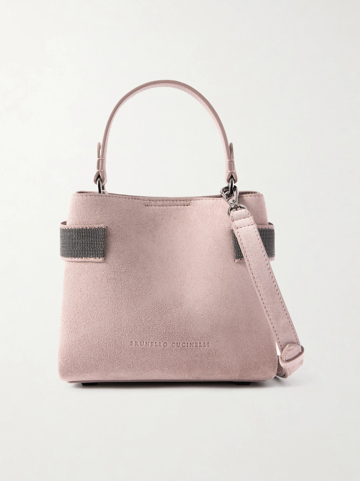 Bead-detailed Suede Shoulder Bag