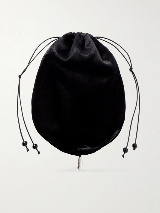 Teardrop Embellished Satin Pouch