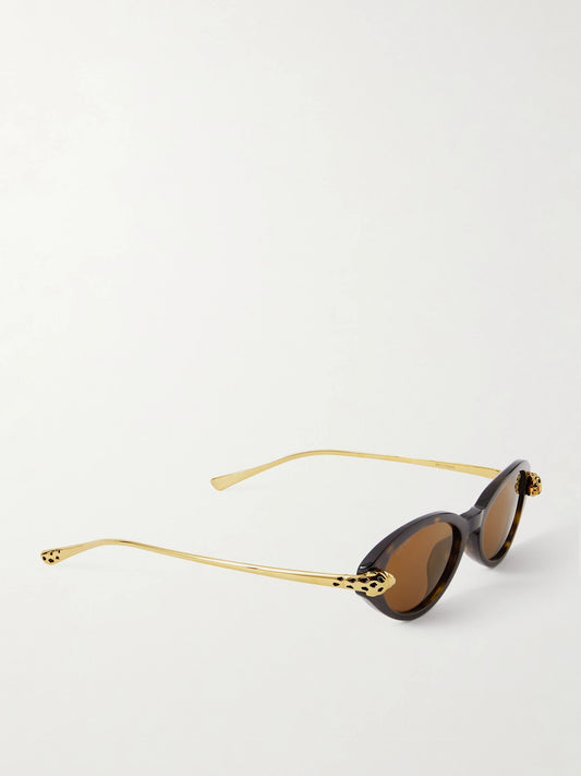 Panthère De Cartier Oval-frame Tortoiseshell Acetate And Gold-tone Sunglasses