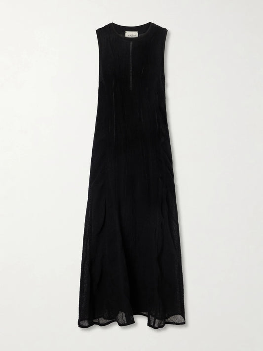 Image of Dresses. Product name - Dahkla Linen Maxi Dress in Black colour by brand - Le Kasha