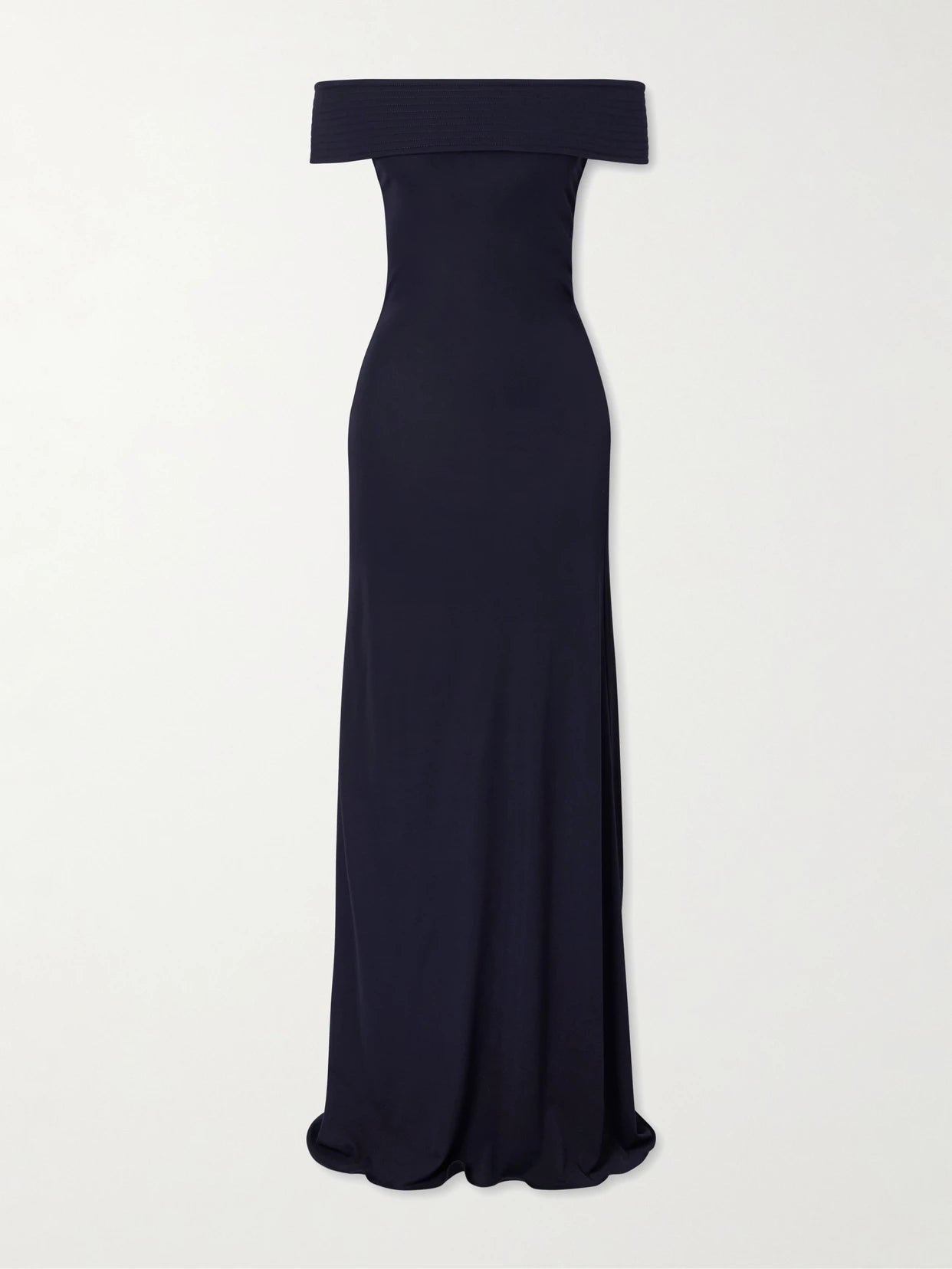 Image of Dresses. Product name - Off-the-shoulder Stretch-jersey Maxi Dress in Navy colour by brand - Alaïa