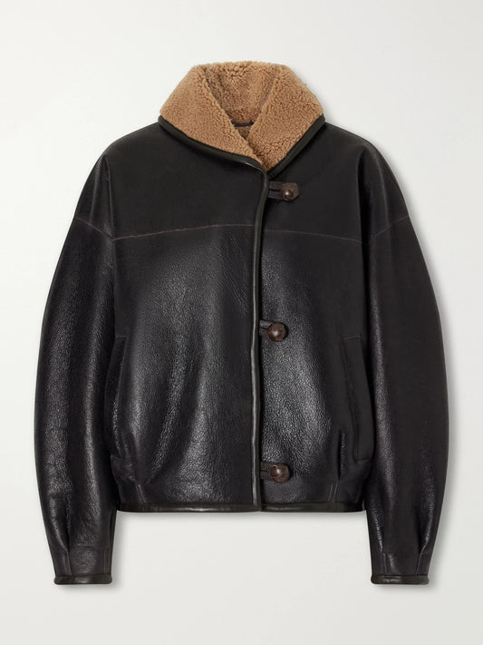 ISABEL MARANT Charina Shearling-trimmed Leather Jacket