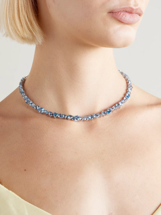 Image of Necklaces. Product name - Recycled Silver, Cubic Zirconia And Synthetic Spinel Necklace in Multi colour by brand - Completedworks