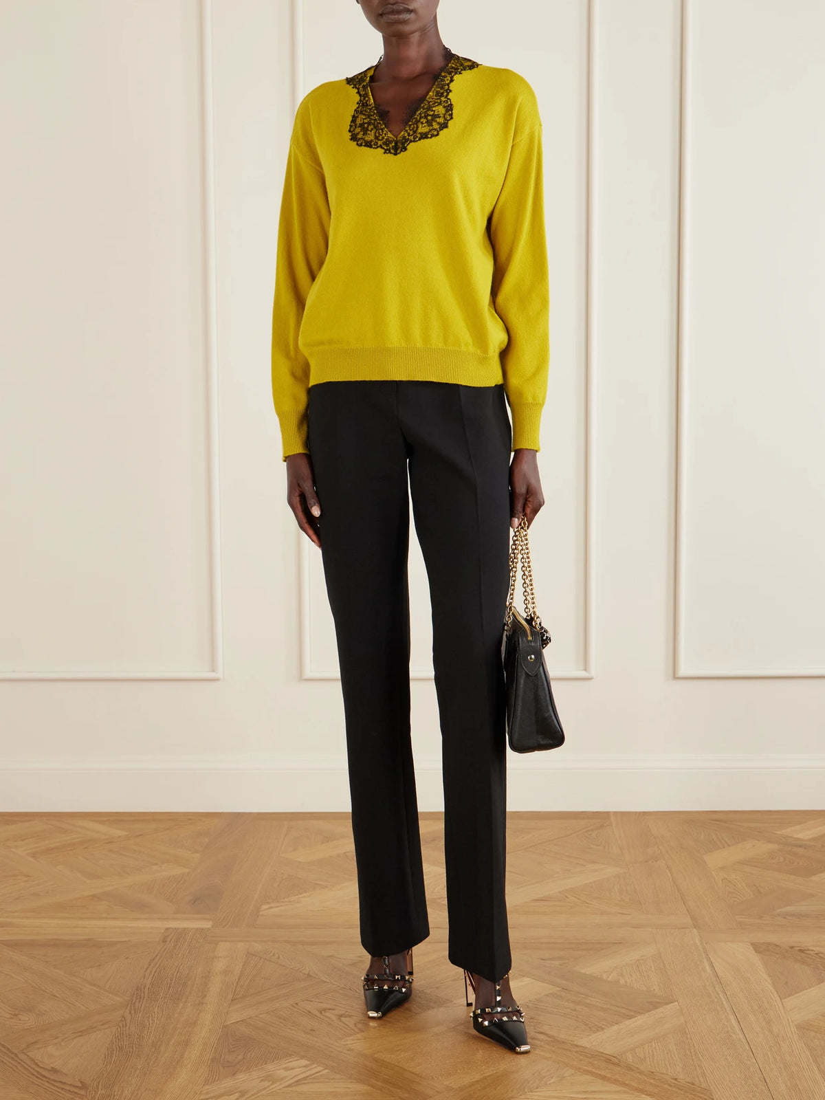 Image of Heels. Product name - Rockstud Patent-leather Pumps in Black colour by brand - Valentino Garavani