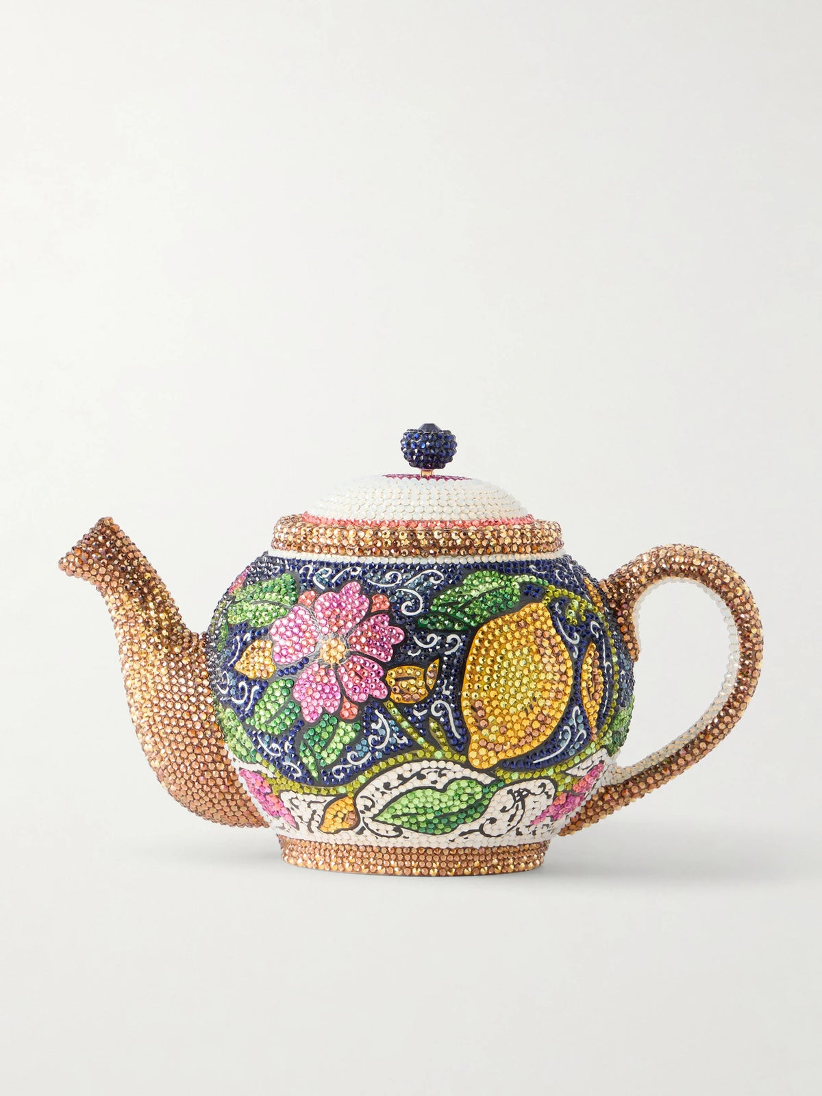 Teapot Crystal-embellished Gold-tone Clutch