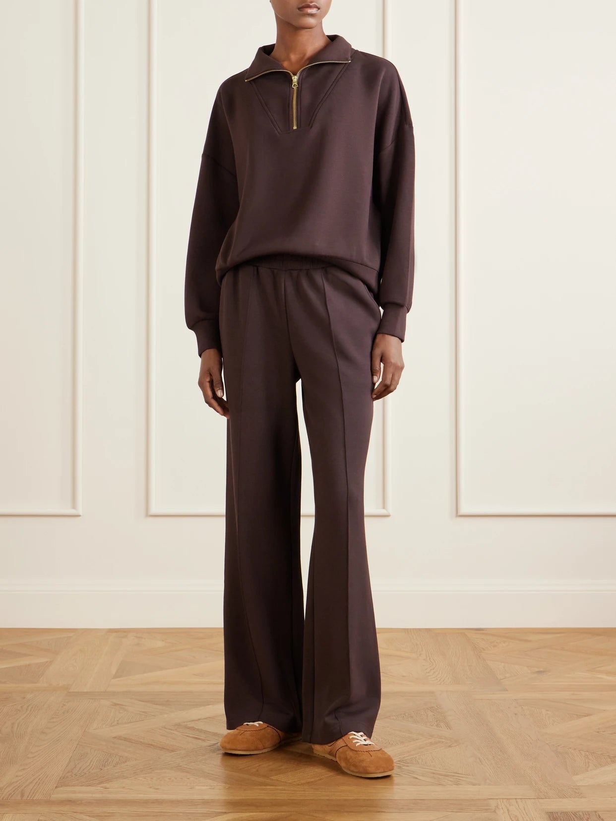 Image of Sleepwear & Loungewear. Product name - Hawley Jersey Sweatshirt in Brown colour by brand - Varley