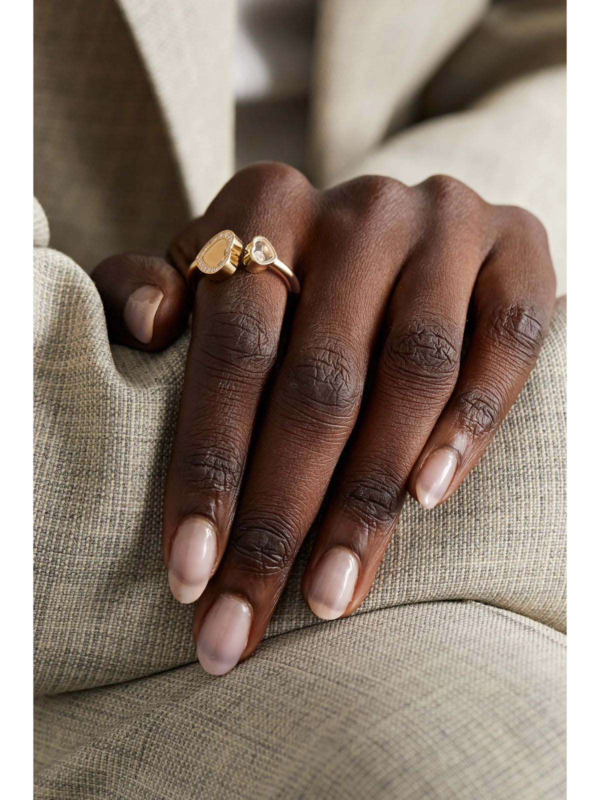 Image of Rings. Product name - Happy Hearts 18-karat Gold Diamond Ring in Multi colour by brand - Chopard