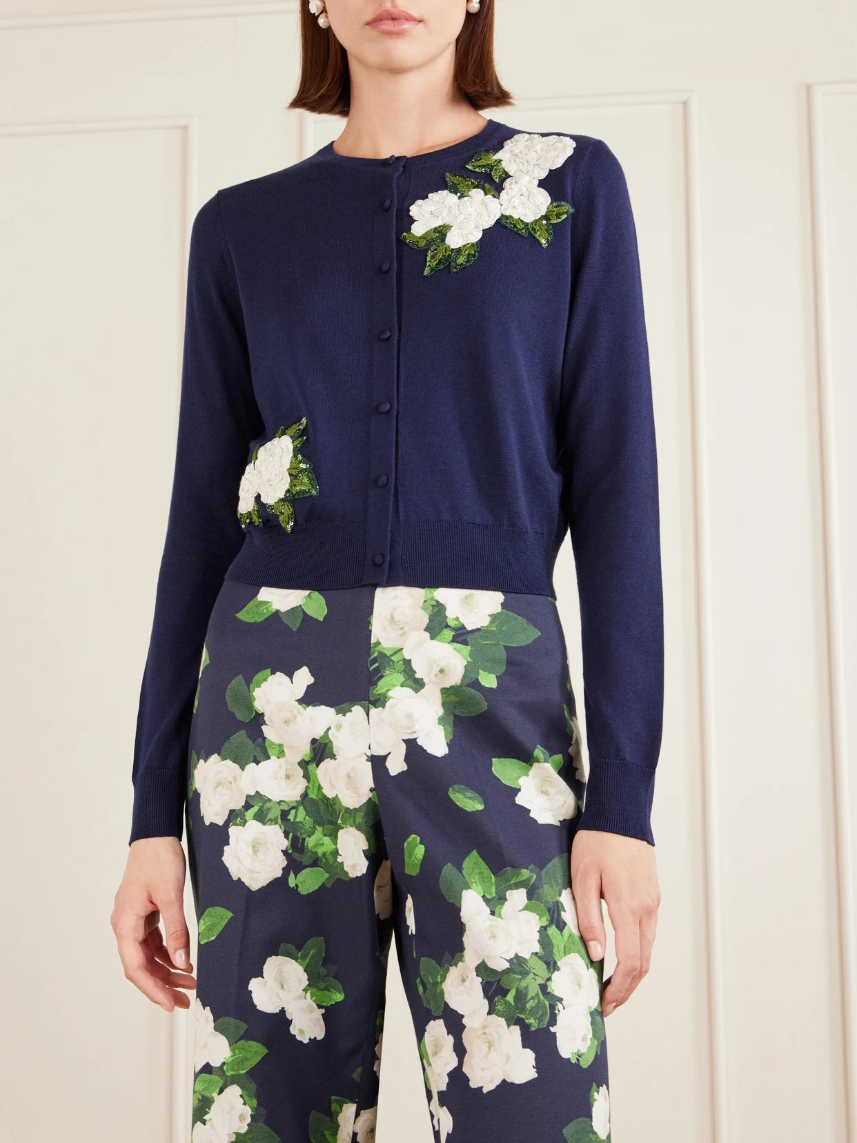 Floral-embellished Silk And Cotton-blend Cardigan