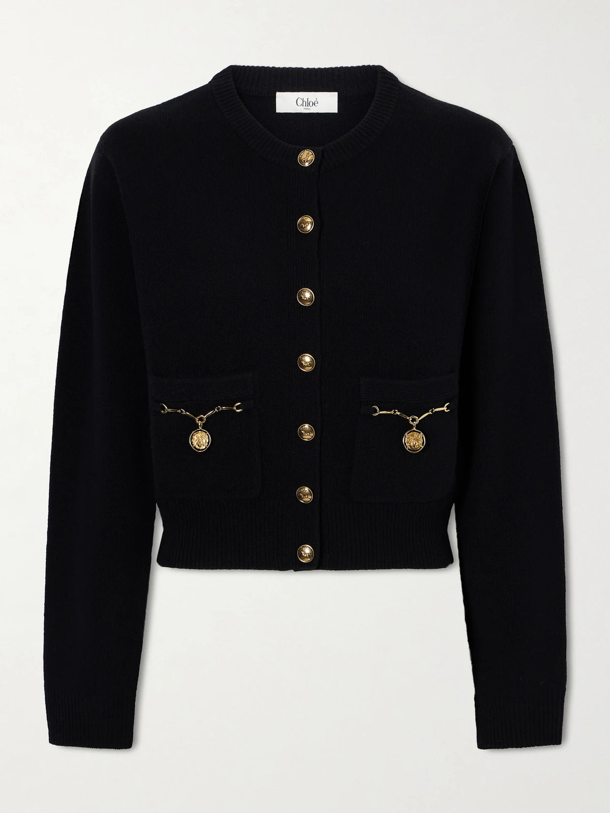 Cropped Embellished Wool And Cashmere-blend Cardigan