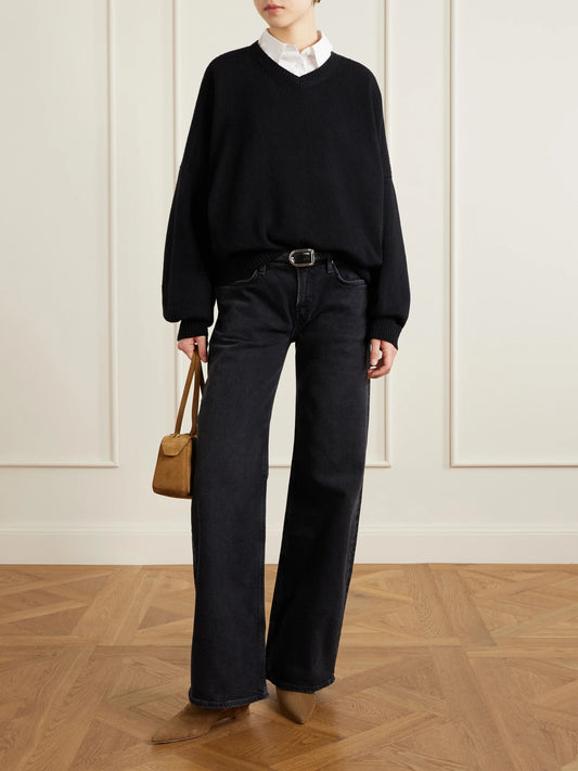 Image of Jeans. Product name - Nora Straight-leg Jeans in Black colour by brand - Citizens of Humanity