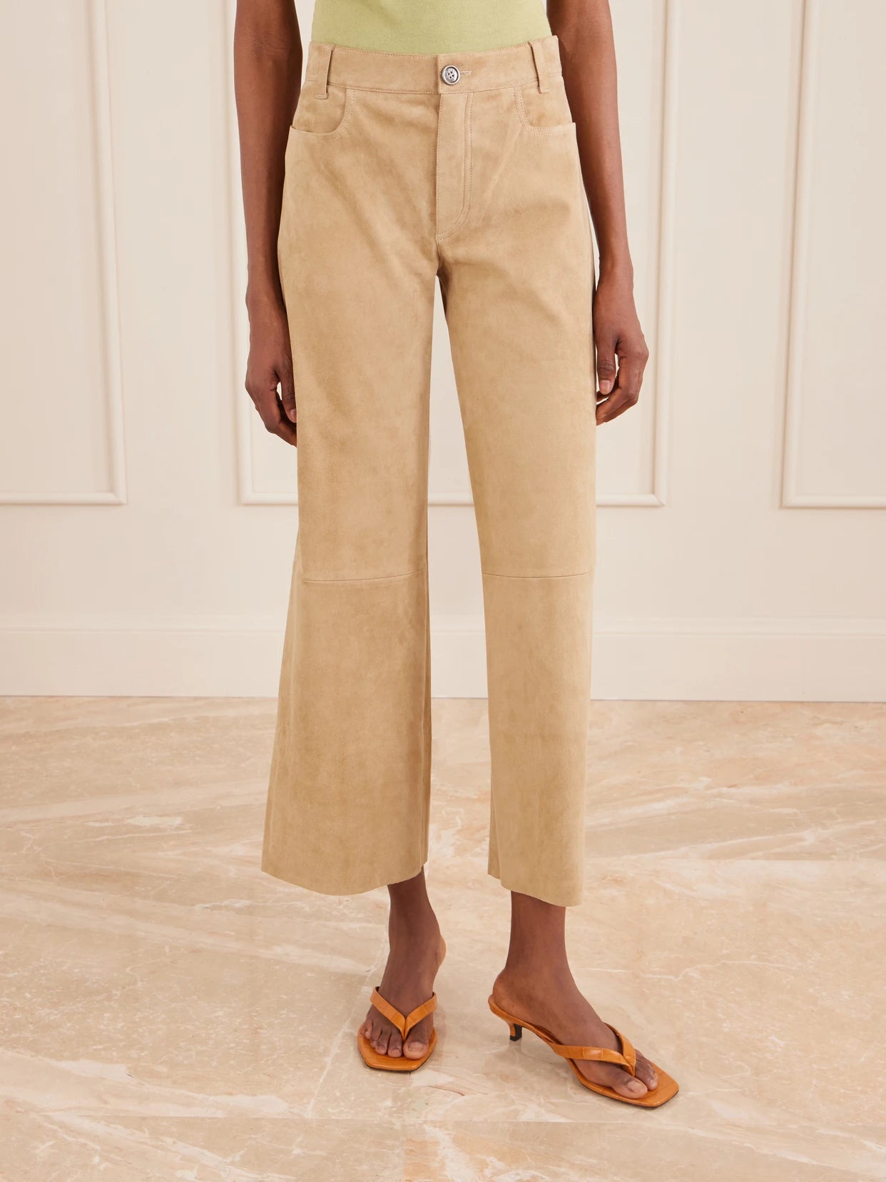 Lilou Cropped Suede Wide-leg Pants