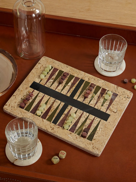 Image of Decor. Product name - Onyx Backgammon Set in Beige colour by brand - Jia Jia Home