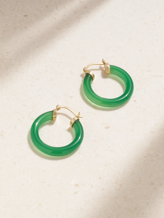 14-karat Gold Chalcedony Hoop Earrings