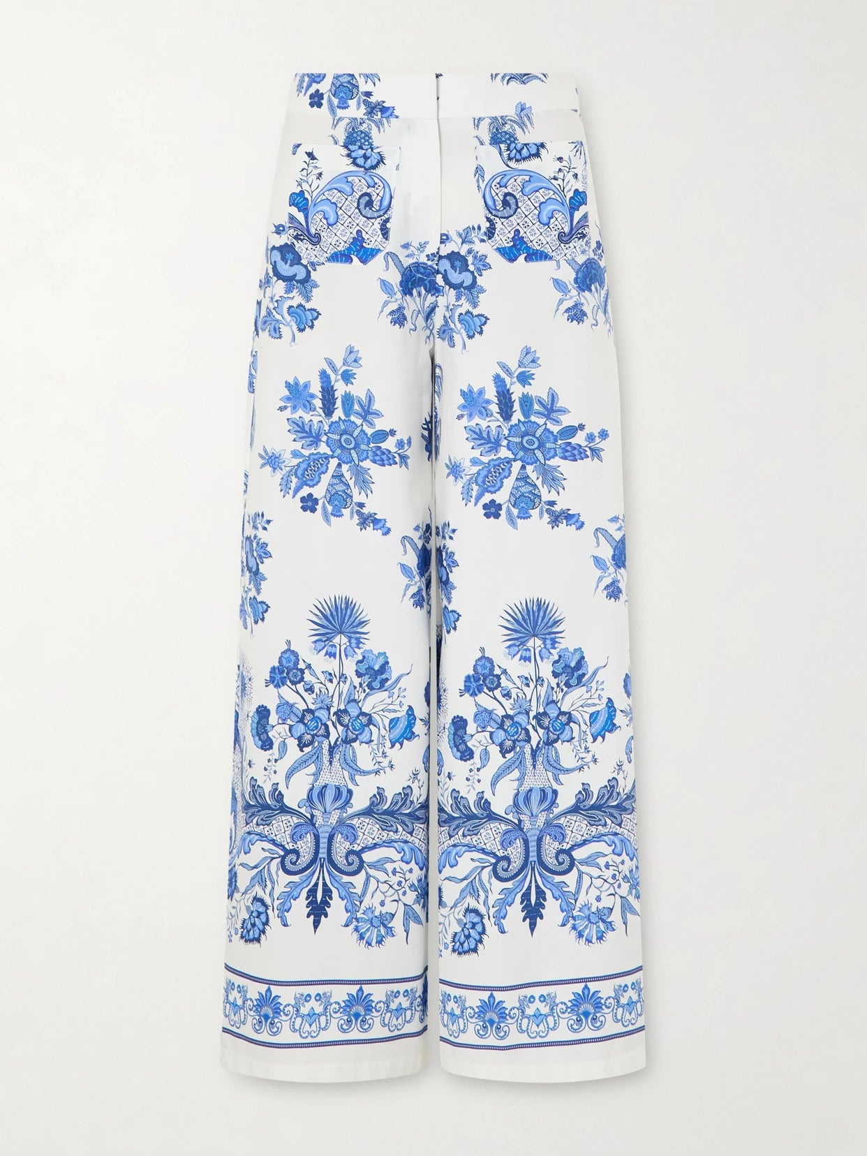 Floral Printed Cotton Wide-leg Pants