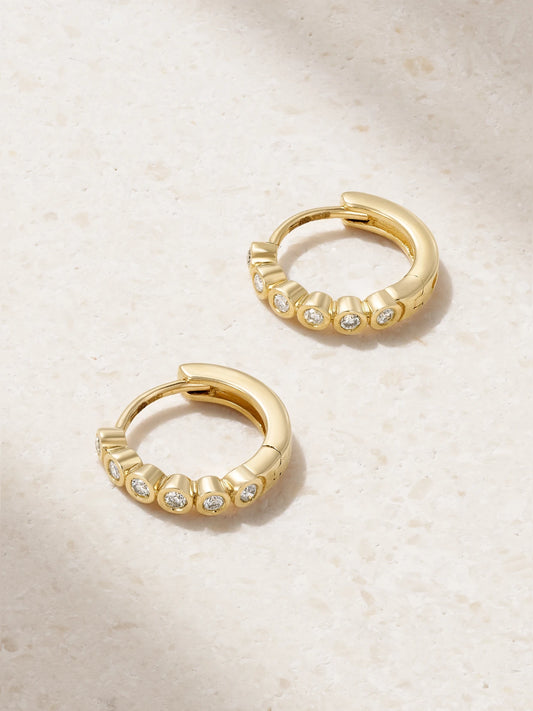 10-karat Gold Diamond Hoop Earrings
